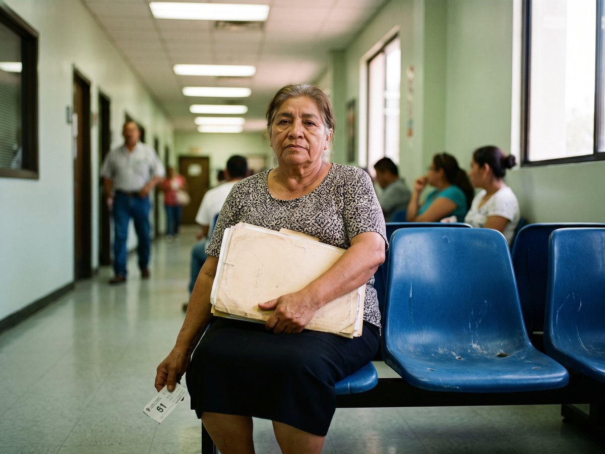 Mujer espera con su expediente en el pasillo de una oficina de gobierno sin obtener respuesta